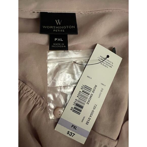🎉NWT Worthington Blush Pink Long Sleeve Blouse Button Up XL Petite - Picture 6 of 6